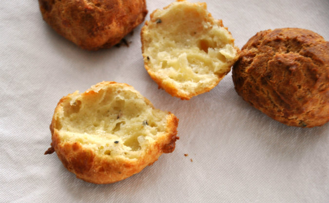 Gougeres (cheese puffs) with manchego and black pepper