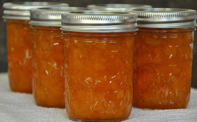 Peach, yellow pepper, and Thai pepper relish