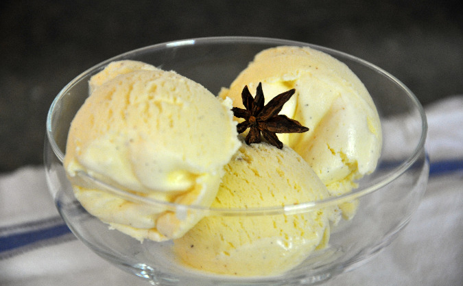 Cardamom, ginger, and anise ice cream