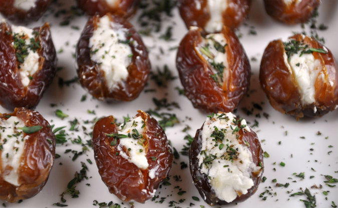 Dried Dates Stuffed with Goat Cheese and Almonds