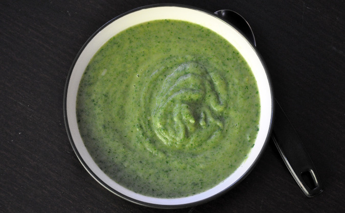 Spinach, leek, and potato soup