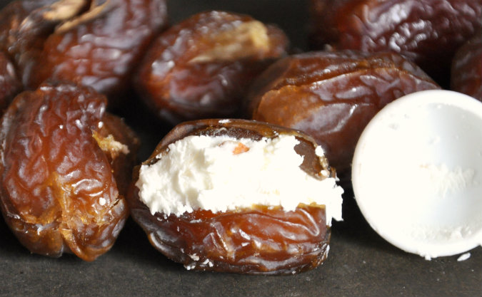 Dried Dates Stuffed with Goat Cheese and Almonds