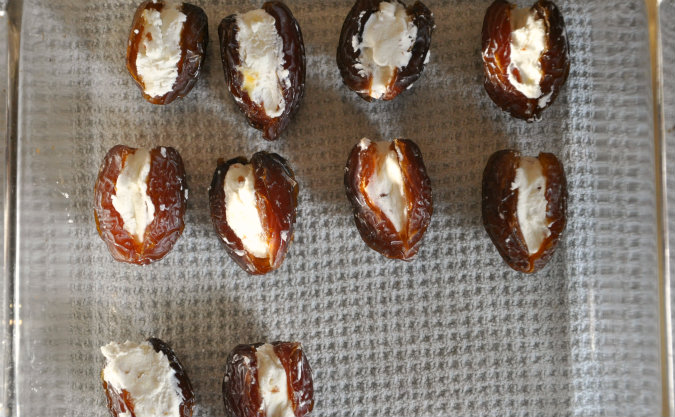Dried Dates Stuffed with Goat Cheese and Almonds