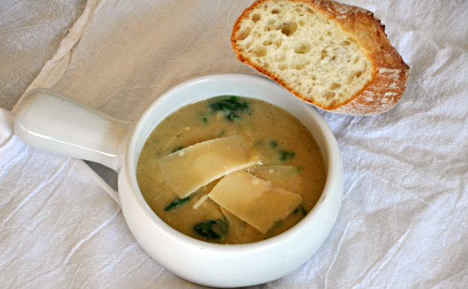 Creamy Two-Bean Soup with Spinach, Rosemary, and Thyme