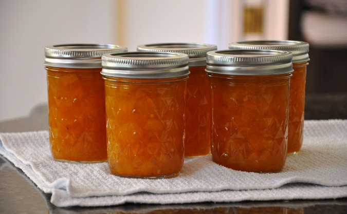 Peach, yellow pepper, and Thai pepper relish