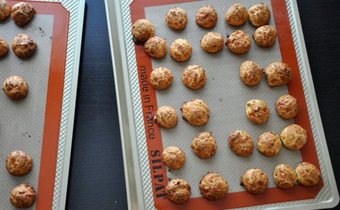 Gougeres (cheese puffs) with manchego and black pepper