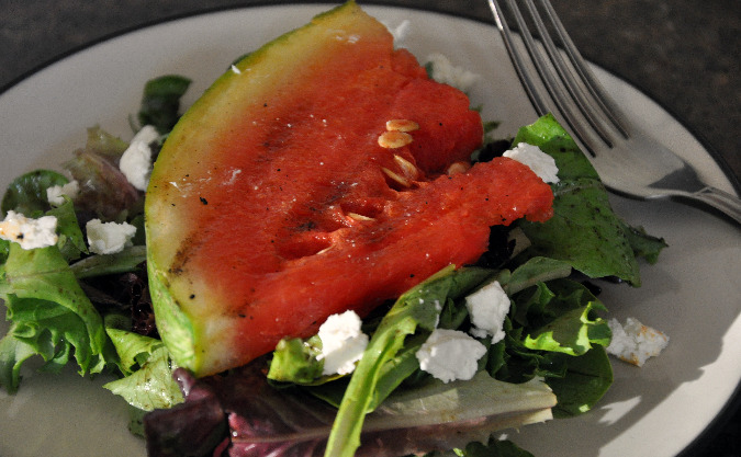 Grilled watermelon salad