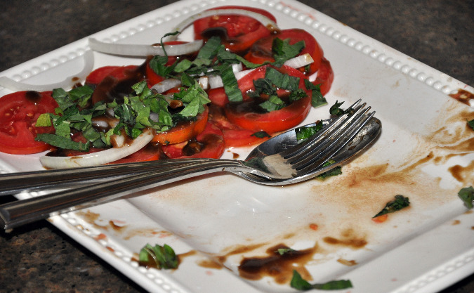 Tomato and sweet onion salad with balsamic vinaigrette