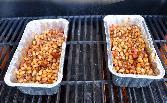 Chipotle-molasses baked beans with sausage